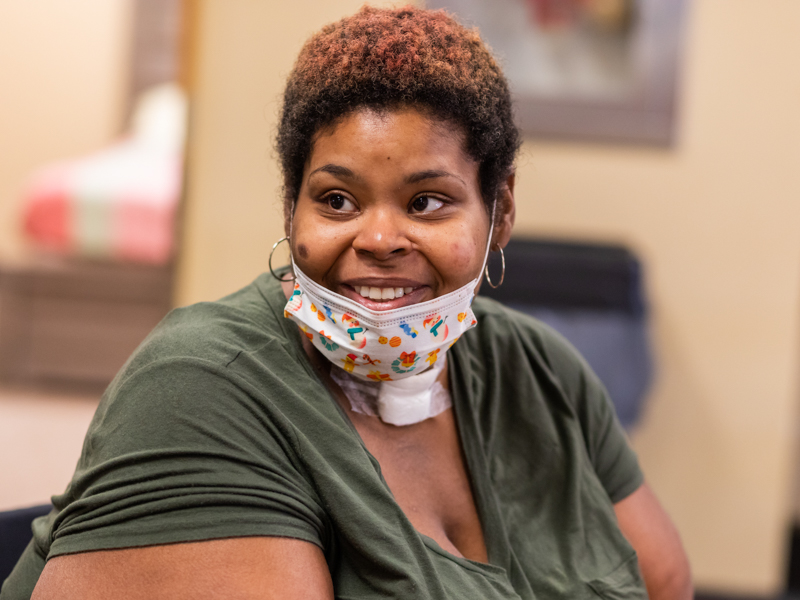 Cessie Stringer smiles months after conquering COVID-19 with care from University of Mississippi Medical Center experts.