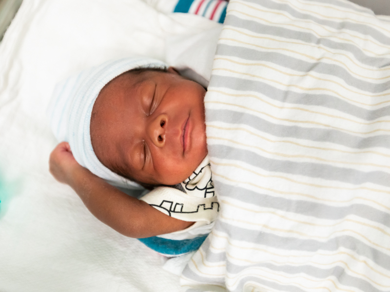 Cessie Stringer's son Harlem Smith sleeps peacefully in a neonatal intensive care room inside the Kathy and Joe Sanderson Tower at Children's of Mississippi.