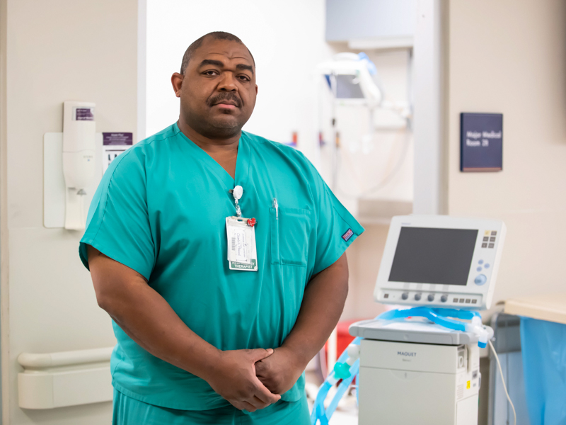 Charles Patton is a respiratory therapist in UMMC's Adult Emergency Department.