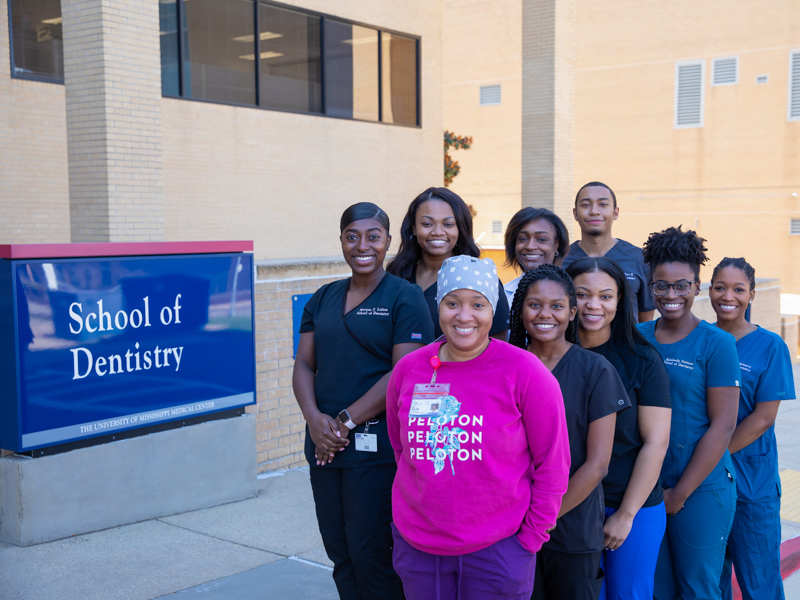 School of Dentistry Student National Dentist Association members, front row, from left, Dr. Kim Wade, Ericka James, Teleshia Johnson, Kimberly Fortner, Ashley Saulsberry; and back row, from left, Marqua Lofton, Courtney Jones, faculty advisor Dr. Alexa Lampkin and Derrick Burt.