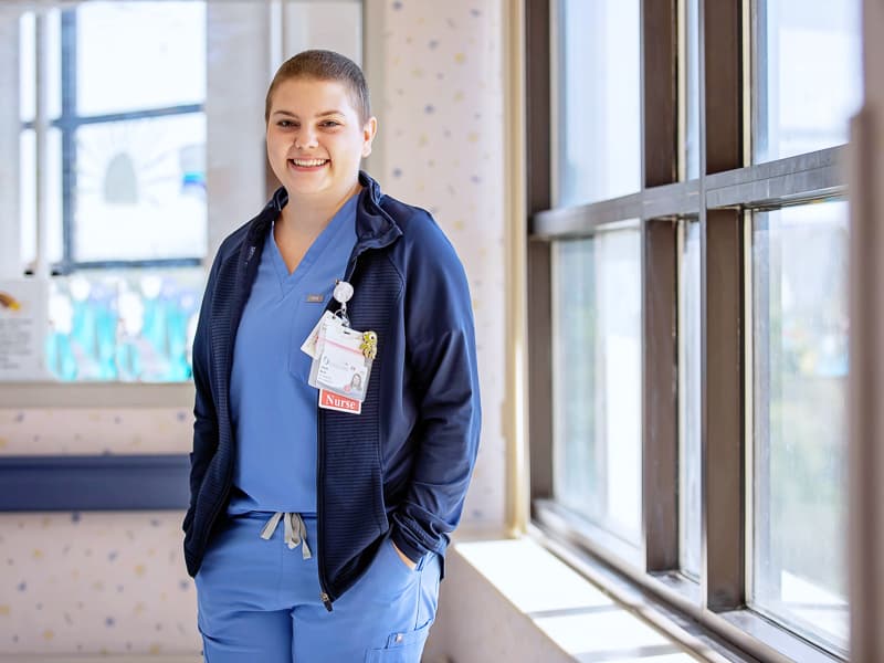 A cancer battle didn't stop RN Lauren Burch. She completed her School of Nursing studies and is an RN on the fourth floor of the Batson Tower of Children's of Mississippi. Melanie Thortis/UMMC Photography