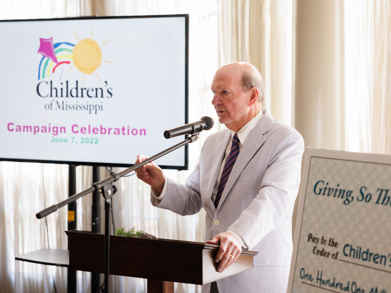 Joe F. Sanderson, CEO and board chairman of Sanderson Farms, launched the Campaign for Children's of Mississippi in 2016 with his wife, Kathy. Joe Ellis/ UMMC Communications 