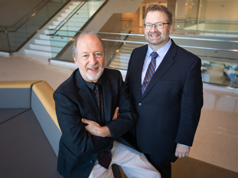 Dr. Jefferson Parker, left, and Dr. James Rowlett direct UMMC's Center for Innovation and Discovery in Addiction, or CIDA. Joe Ellis/ UMMC Communications