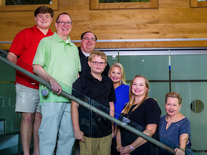 The family of bone marrow transplant patient Ava Welborn includes, from left, grandson Truitt Lewis; husband Danny Welborn; son-in-law Jeremy Lewis; grandson Trace Lewis; daughter Paige Lewis; daughter Courtney Welborn; and Ava Welborn.