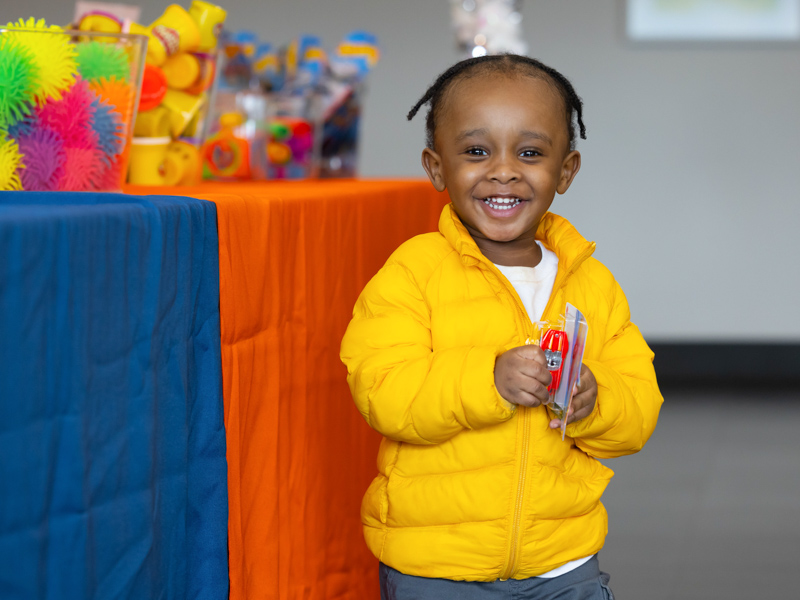 Children's of Mississippi patient Elijah Walls of Greenwood is all smiles during his visit to Santa's Workshop, a holiday surprise from Friends of Children's Hospital. Melanie Thortis/ UMMC Communications 