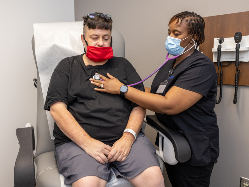 Jackson resident Michael Sanford receives regular care for HIV from Adult Special Care providers including nurse practitioner Tamika Broome-Lewis.