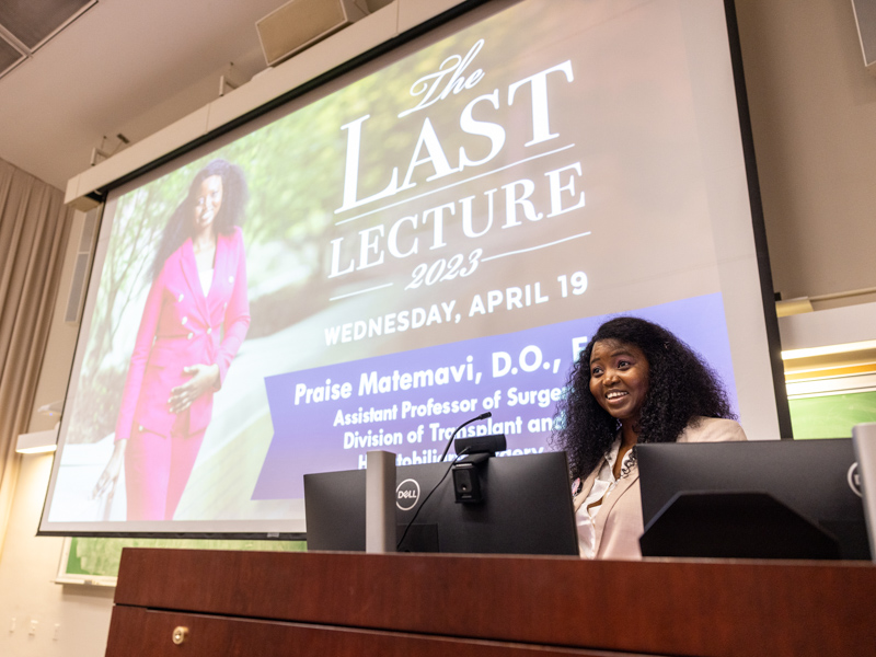 Dr. Praise Matemavi, an assistant professor of transplant surgery at UMMC, presents her version of the Last Lecture: "Making Life's Journey Count."