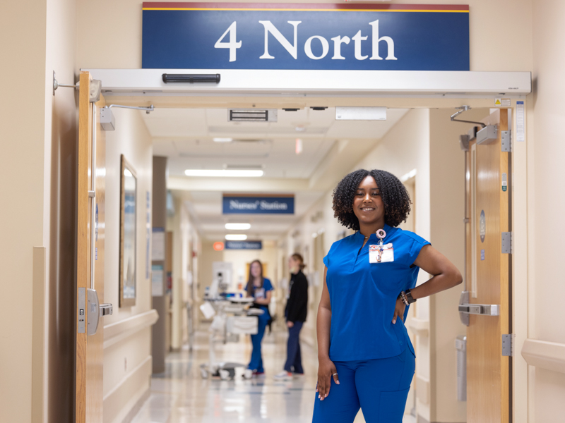 Tanzi McAllister will work as a registered nurse on 4 North, the same place she's worked as a nurse tech while she was pursuing her Bachelor of Science in Nursing in the School of Nursing's traditional program.
