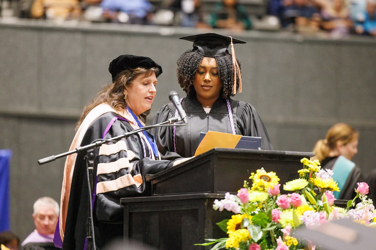 Dr. Julie Sanford presents Tanzi McAllister with the Christine L. Oglevee Memorial Award.