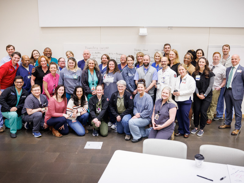 Some of the 69 Adult Emergency Department employees who stayed on the job during the entire course of the pandemic attended an April 26 recognition ceremony.