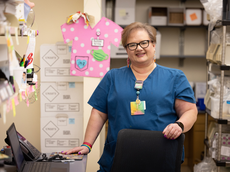 Pharmacy technician III and patient advocate Shannon Strong helps underinsured and uninsured patients receive free medication or treatments by collaborating with pharmaceutical companies.