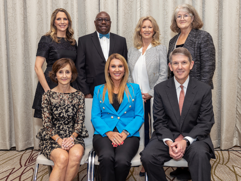 Honorees or their representatives at the Medical Alumni Awards dinner are, front row, from left, Dr. Gerry Ann Houston, Dr. Summer Allen and Dr. J. Clay Hays Jr.; back row, from left: Dr. Jennifer Garrett, representing Dr. James J. Corbett; Dr. Claude D. Brunson; Marsha Thompson, representing the late Dr. Ed Thompson Jr.; and Dr. Shirley Dreux Schlessinger.