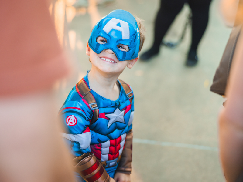 Jackson Bauer, 3, nephew of fourth-year medical student Mary Helen Haygood, smiles during Spooky U.