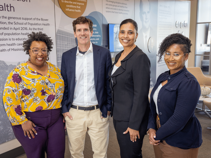 From left, Dr. Mauda Monger, Dr. Thomas Dobbs, Dr. Victoria Gholar and Liz Foster are investigators on the $2.5 million grant, Enhancing STI and Sexual Health Clinic Infrastructure.