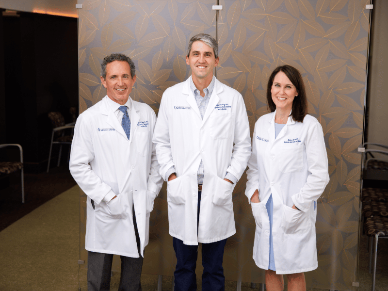 Reproductive endocrinology and infertility specialists, from left, Dr. John Issacs, Dr. John Rushing and Dr. Martha Claire Thomas