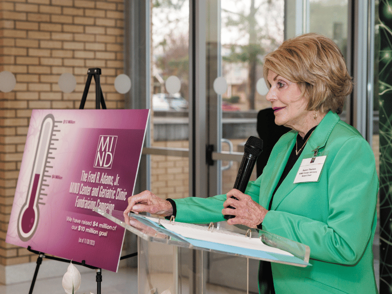 Suzan Thames, chair of The MIND Center’s Community Advisory Board, said donations to the $10 million campaign will impact thousands of future patients and help find a cure for dementia.