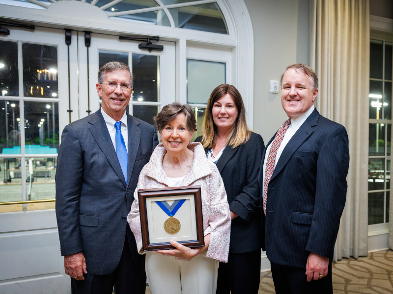 Dr. J. Martin Tucker with Martin Family, Dr. Gloria Howard Martin; Rachel Butler; and Brent Martin at the endowed chair ceremony.