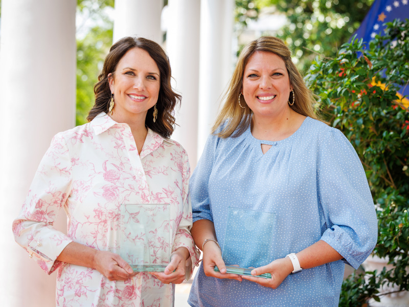 School of Nursing Alumna of the Year Heather Pierce, left, is joined by Dr. Chelsea Andries, 2025 School of Nursing Early Career Achievement Award winner.