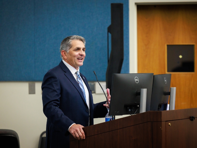Dr. Rod Rocconi, Ergon Chair for Cancer Research and director of the UMMC Cancer Center and Research Institute, shared progress made toward NCI designation during a town hall Thursday.