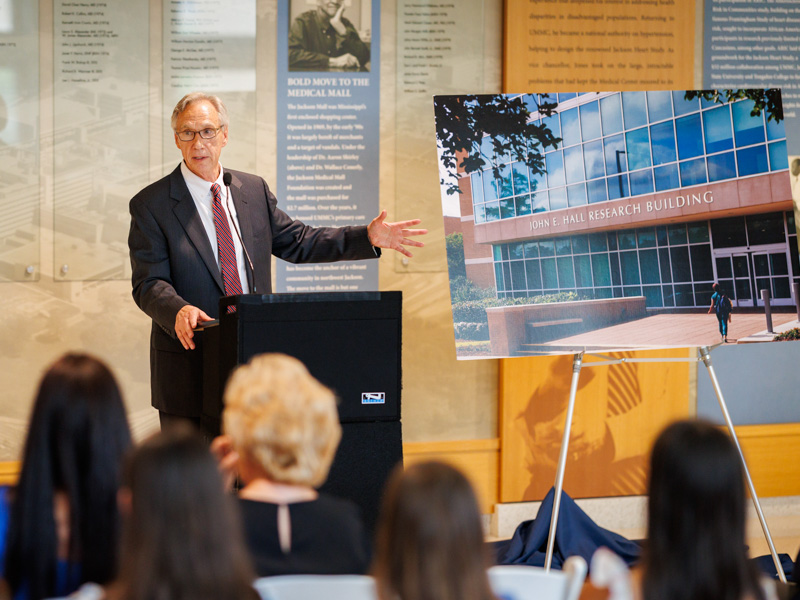 Dr. Hall expresses surprise and heartfelt gratitude for the recognition and tribute.