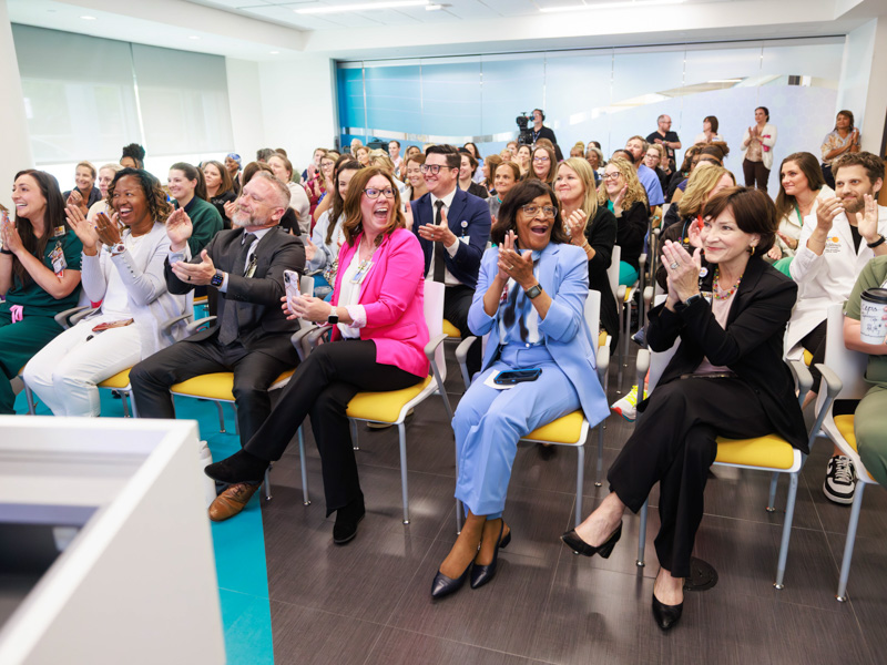 Celebratory cheers erupt as the Magnet Recognition Program Commission reveal Children's of Mississippi's Magnet recognition.