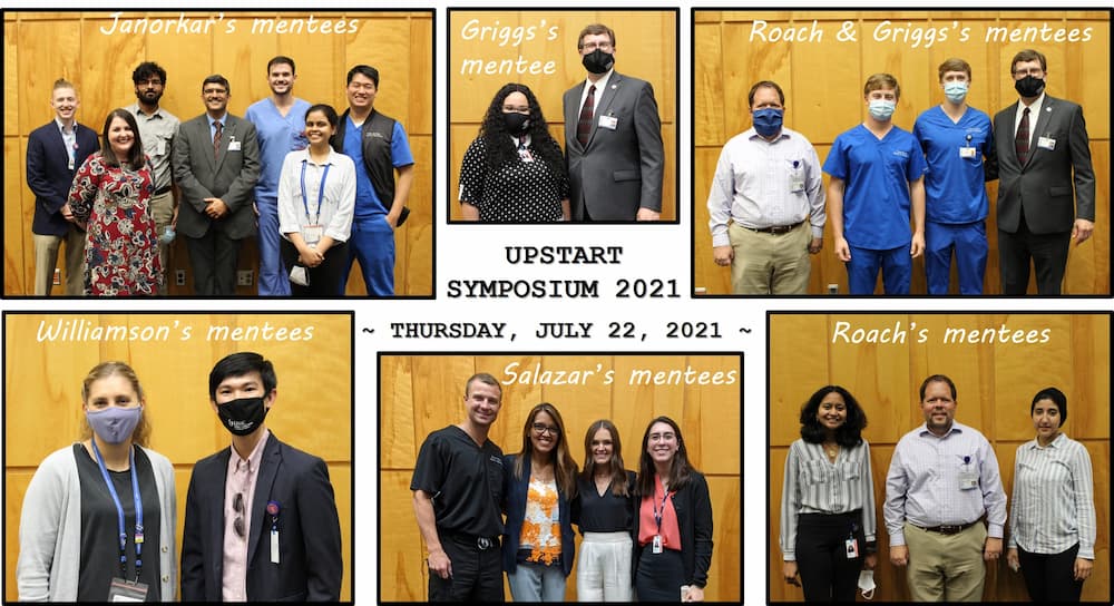 Mentors and mentees at the 2021 UPSTART Symposium. This is a wonderful event in the life of the School of Dentistry.  It gives the opportunity for the entire school to see our dental and undergraduate students present their summer research projects.