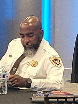 A candid shot of Hinds County Sherrif Tyree Jones at the conference.