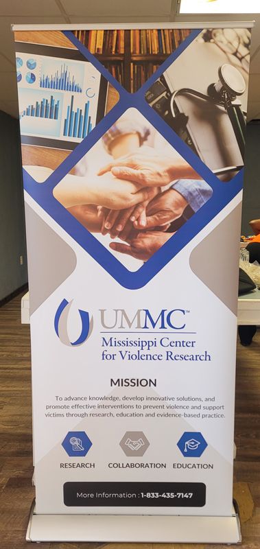 Popup banner for the Mississippi Center for Violence Research.