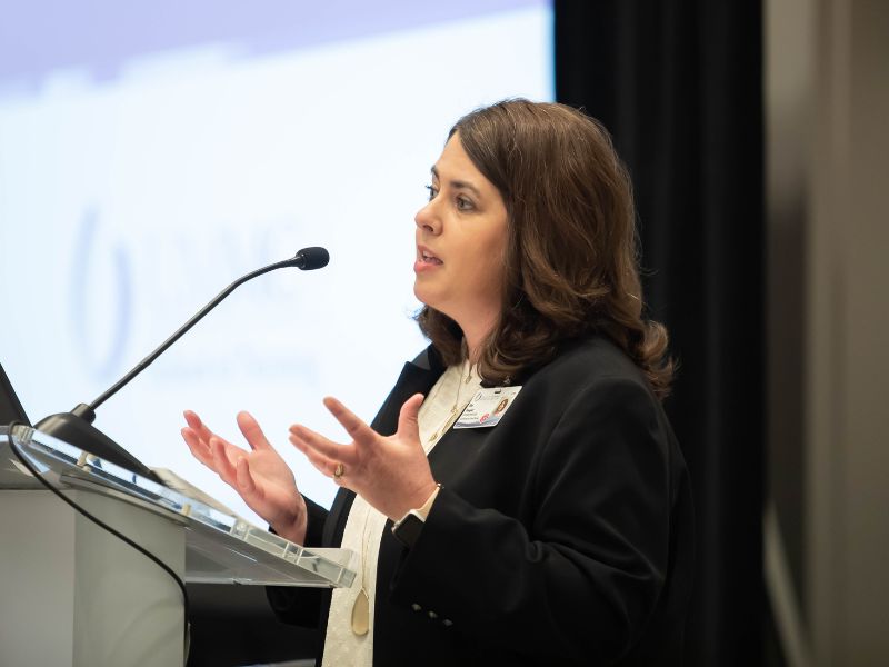 Associate Professor Dr. Kim Douglas speaking during the 2022 Research and Scholarship Day.