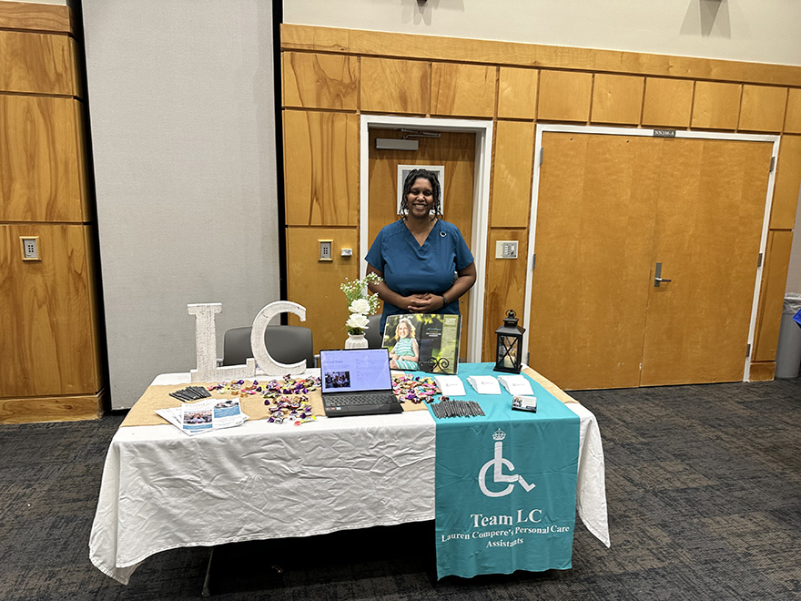 Students visit recruiting organizations looking for a job after graduation